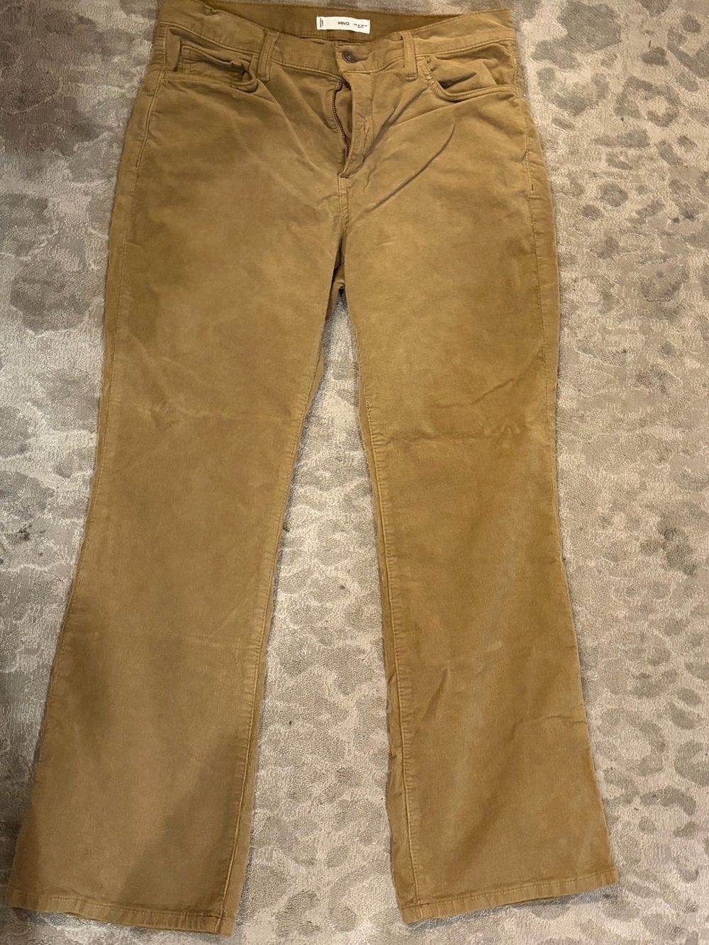 Mango Corduroy Boot-Cut Trousers in Camel Brown flared size 10